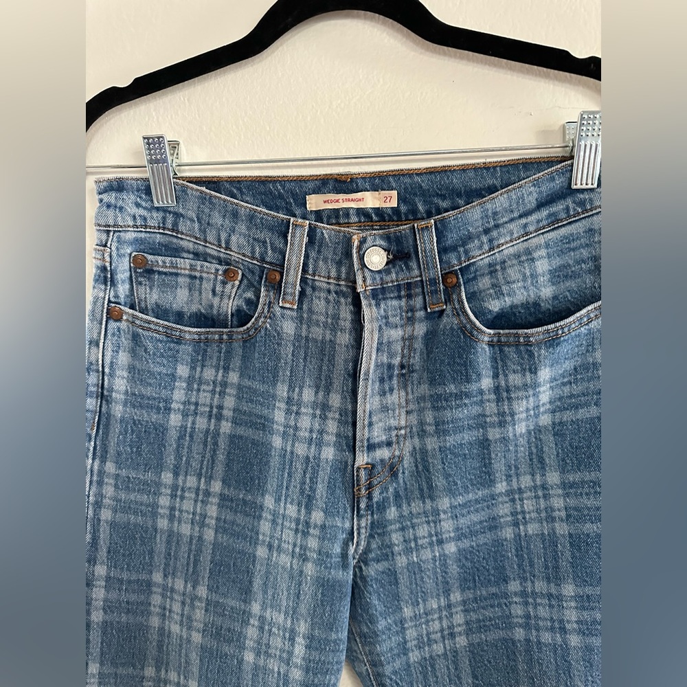 Plaid denim levi Strauss wedgie jeans 27